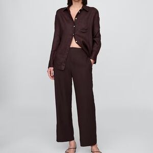Gap Linen-Blend Relaxed Straight Ankle Pants - Terra Brown - 16